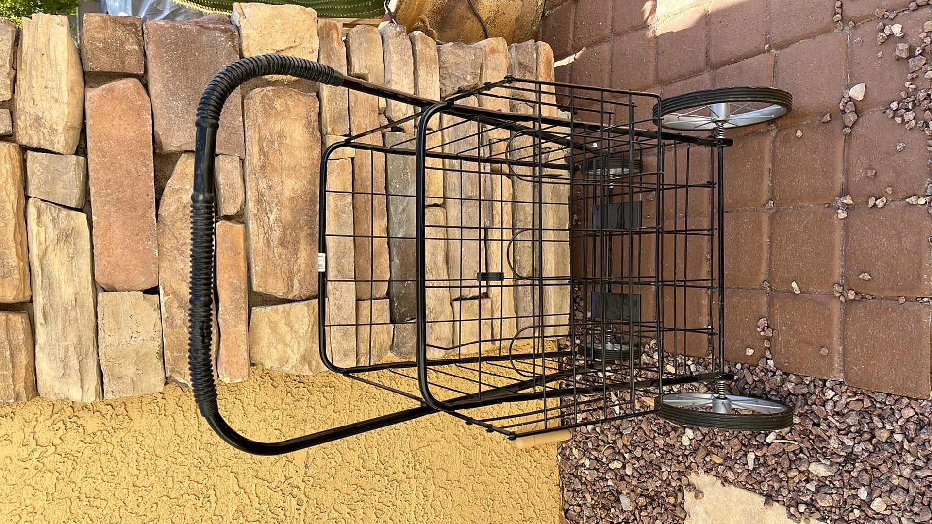 Photo 1 of BLACK METAL ROLLING FOLDING CARGO BASKET 18” X 22” H41”