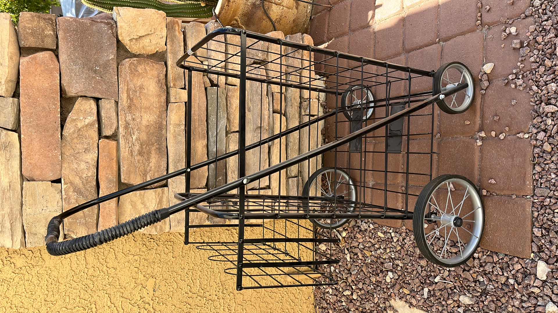 Photo 1 of BLACK METAL ROLLING FOLDING CARGO BASKET 18” X 22” H41”