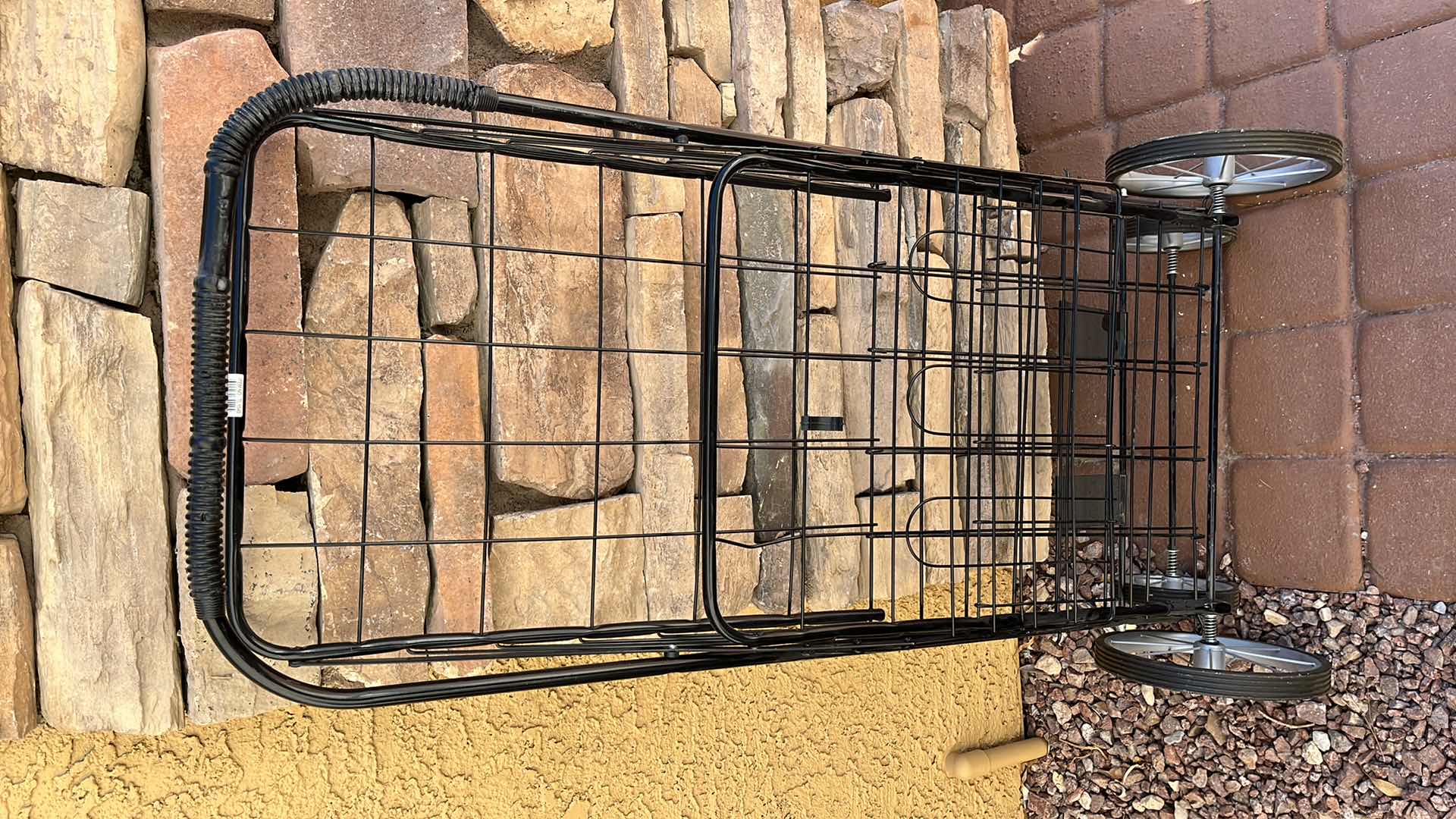 Photo 1 of BLACK METAL ROLLING FOLDING CARGO BASKET 18” X 22” H41”