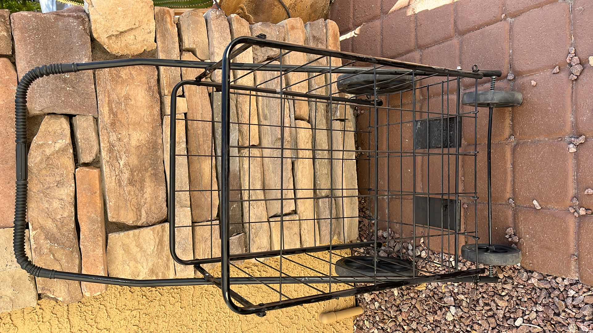 Photo 1 of BLACK METAL ROLLING FOLDING CARGO BASKET 18” X 22” H41”