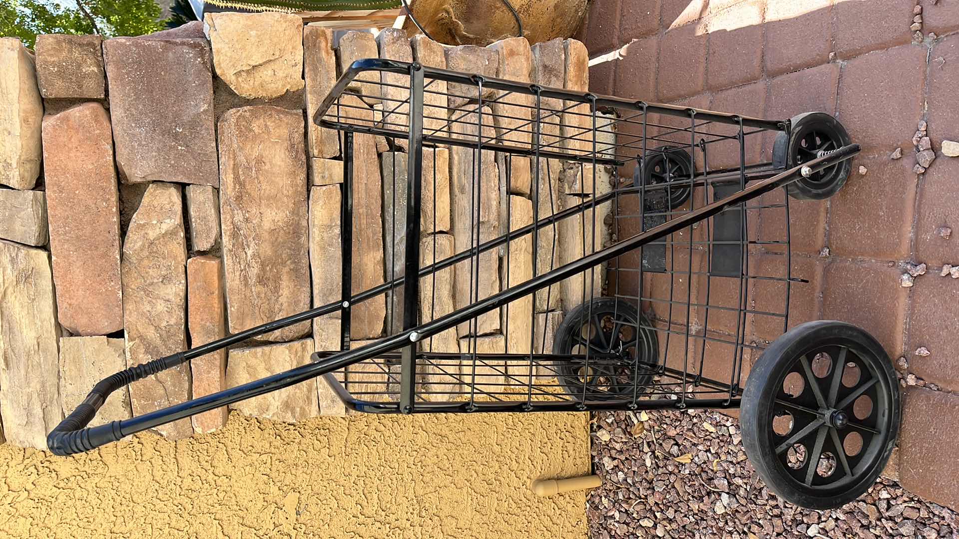 Photo 1 of BLACK METAL ROLLING FOLDING CARGO BASKET 18” X 22” H41”
