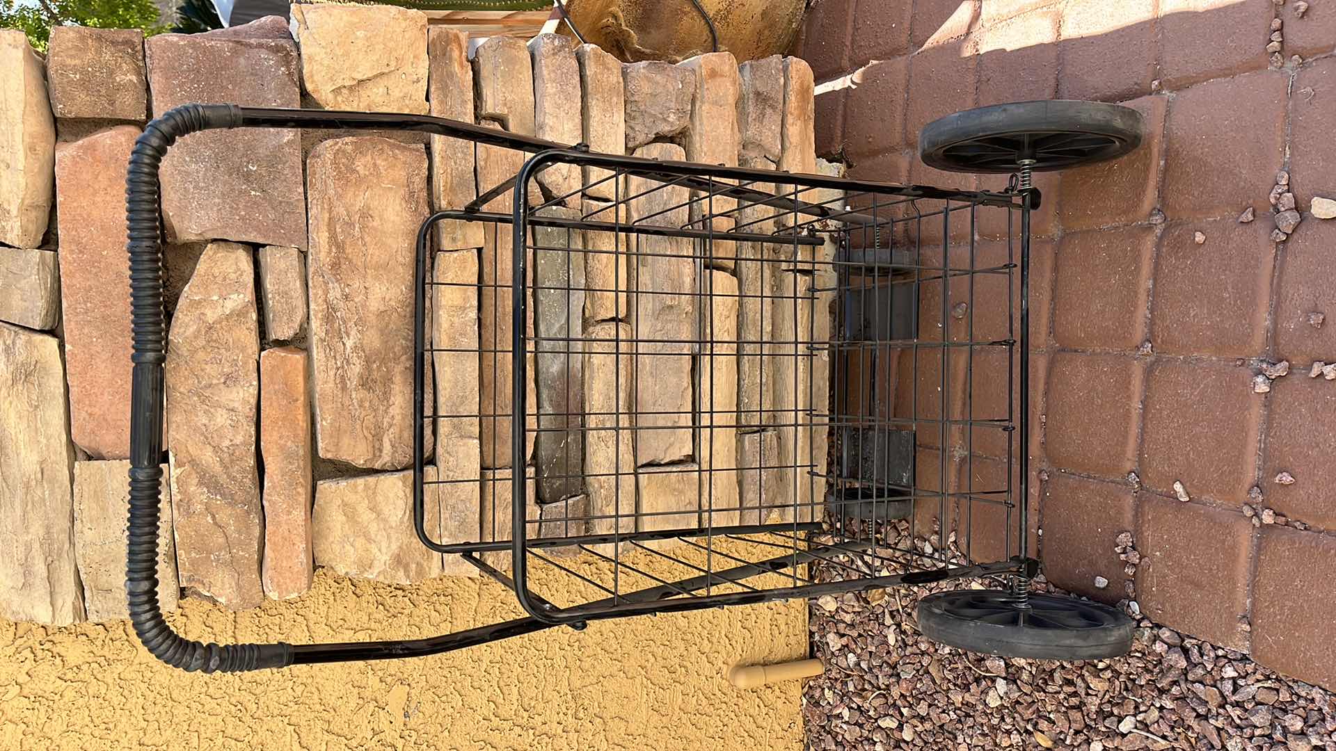 Photo 1 of BLACK METAL ROLLING FOLDING CARGO BASKET 18” X 22” H41”