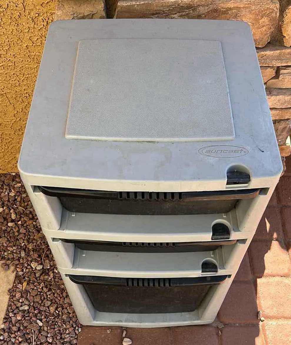Photo 1 of SUNCAST 3 DRAWER STORAGE TOTE 18” X 18” H33.25”