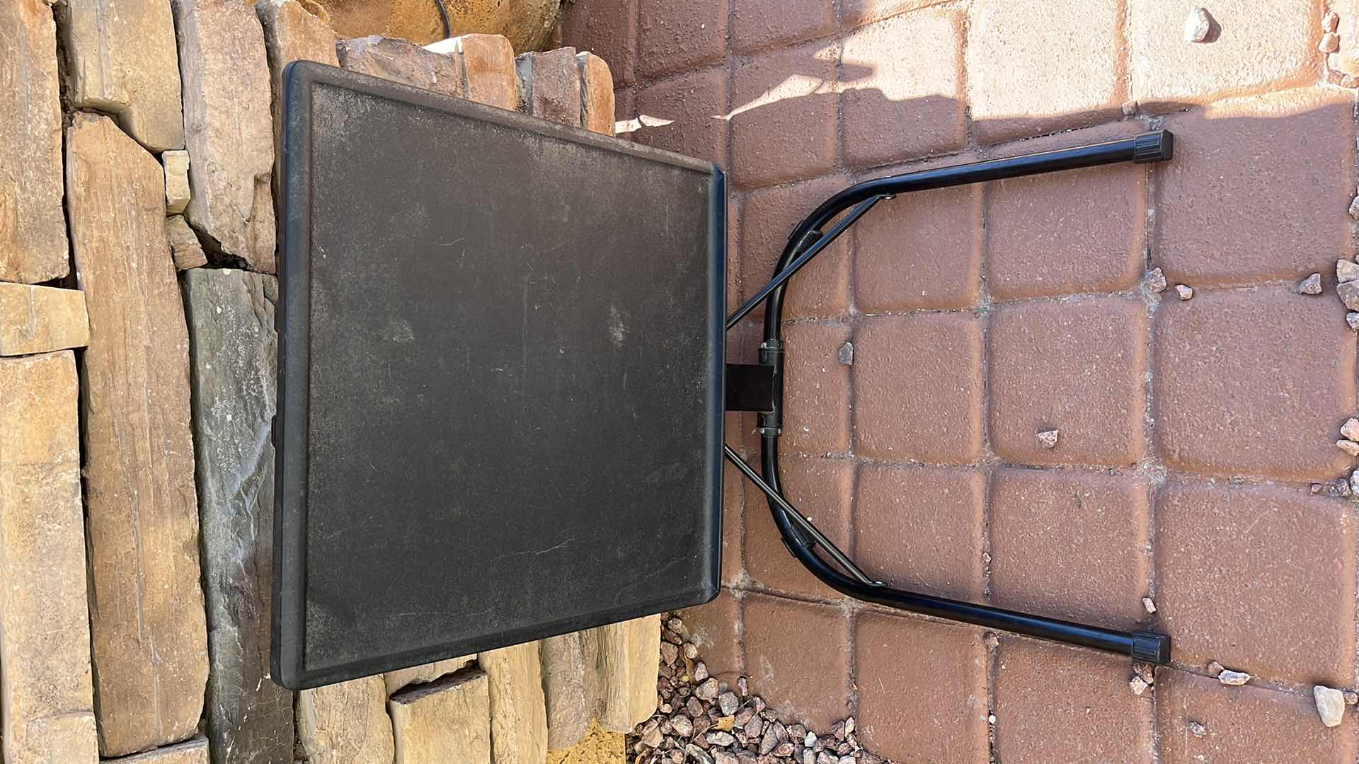 Photo 1 of BLACK ADJUSTABLE HEIGHT FOLDING PERSONAL TABLE 17” X 16.5” H23”-28”