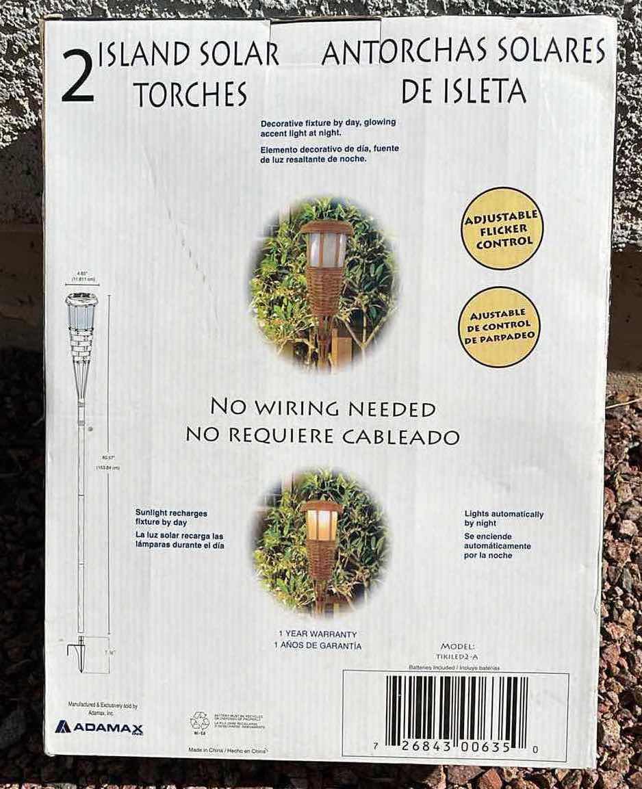 Photo 1 of NEWHOUSE LIGHTING BAMBOO FINISH LED SOLAR ISLAND TORCHES TIKI LIGHTS 2PACK MODEL TIKILED2