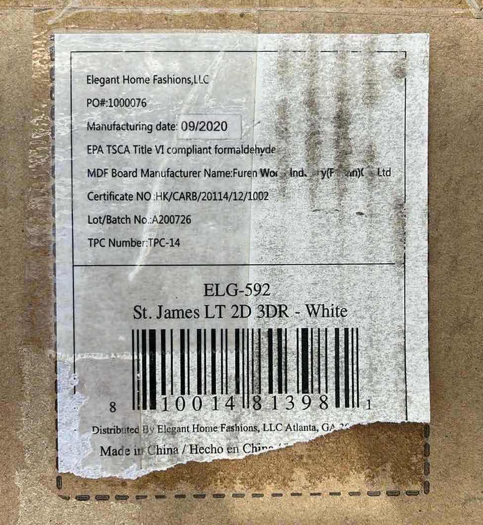 Photo 1 of TEAMSON HOME ST JAMES COLLECTION WHITE FINISH 2 DOOR 2 DRAWER CABINET MODEL ELG-592