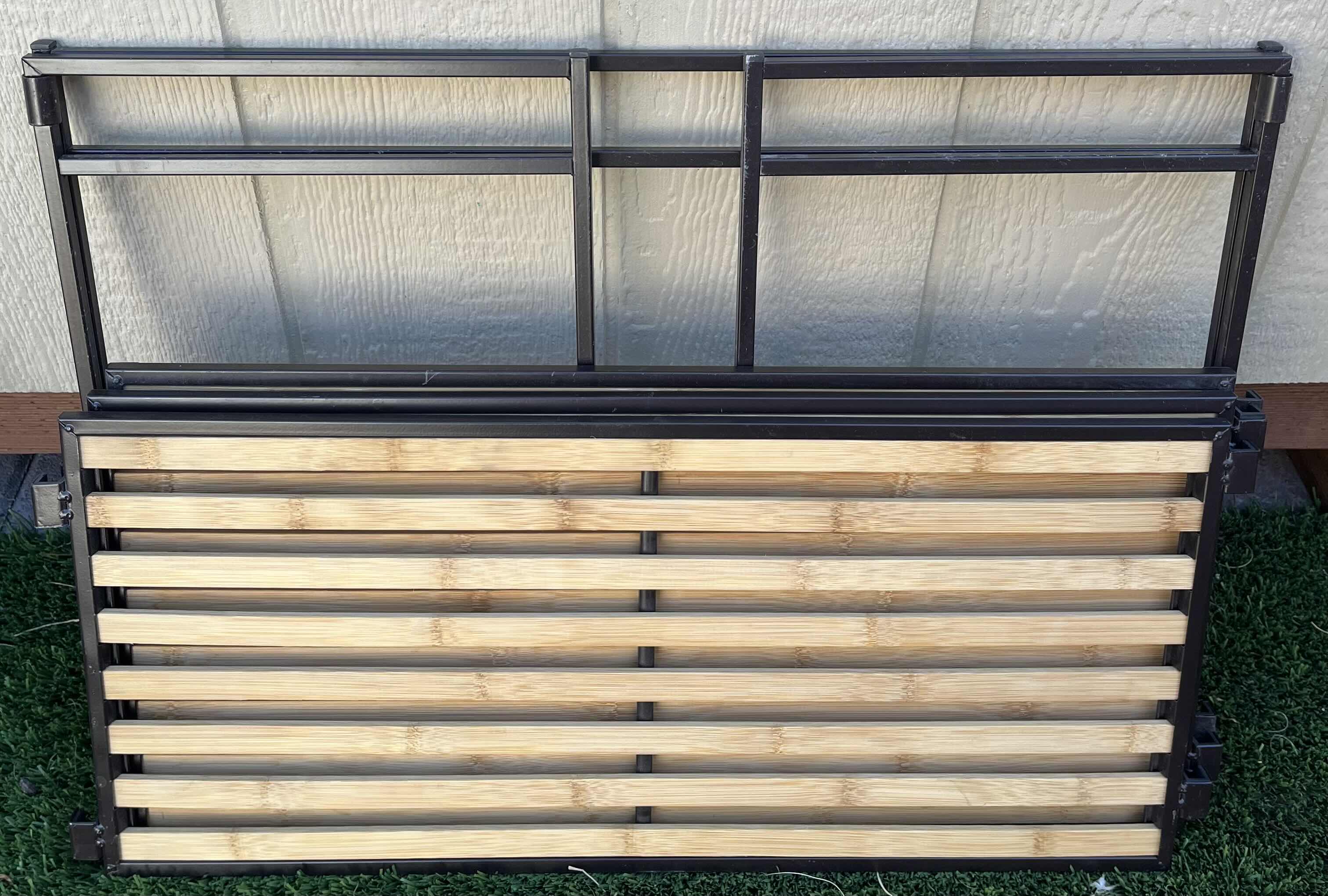 Photo 1 of WOOD SLAT BLACK METAL FRAME 3 TIER SHELF 26.5” X 12” H18.5”