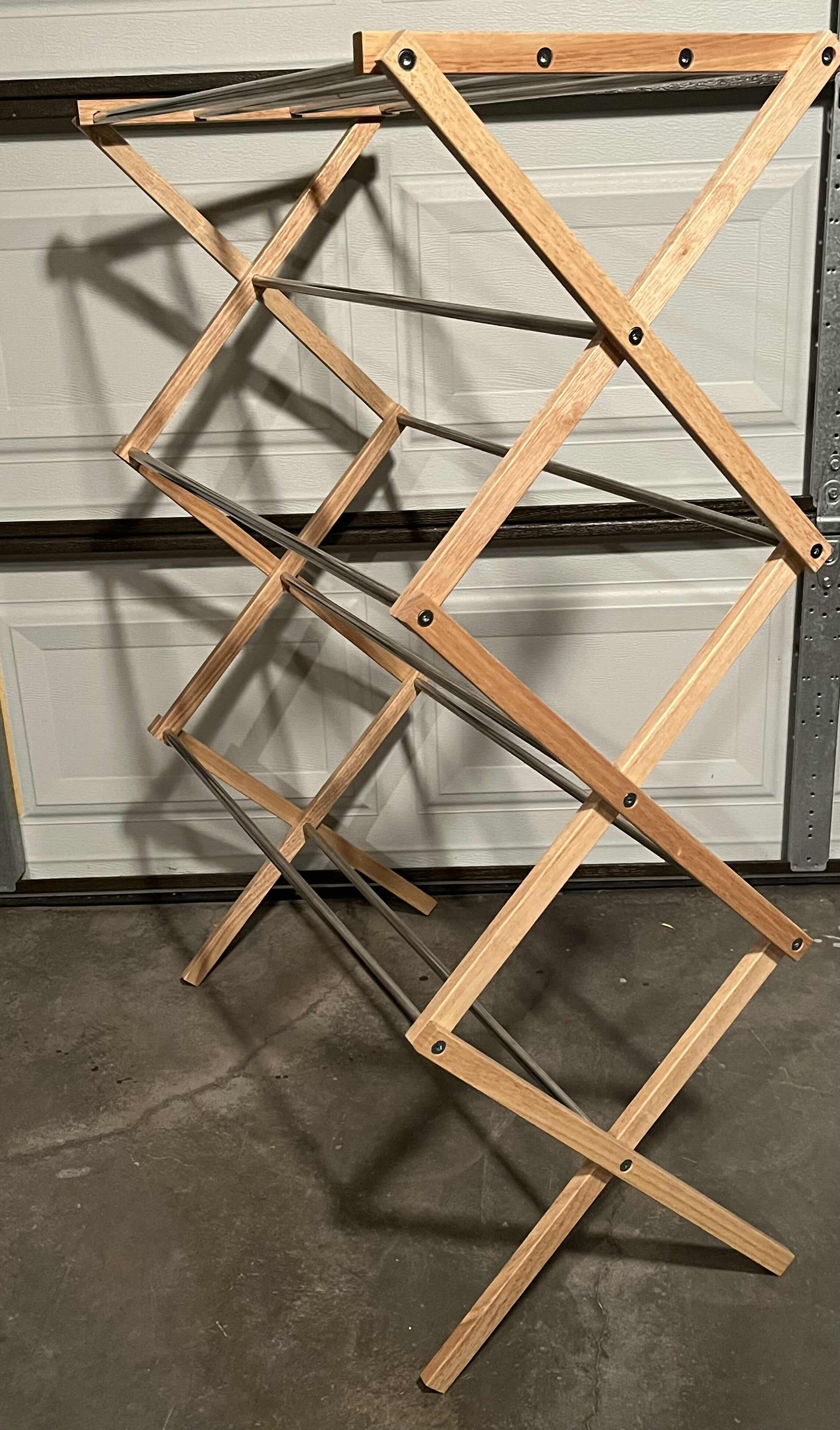 Photo 1 of WOOD & STAINLESS STEEL CLOTHING RACK 31” X 15” H43”