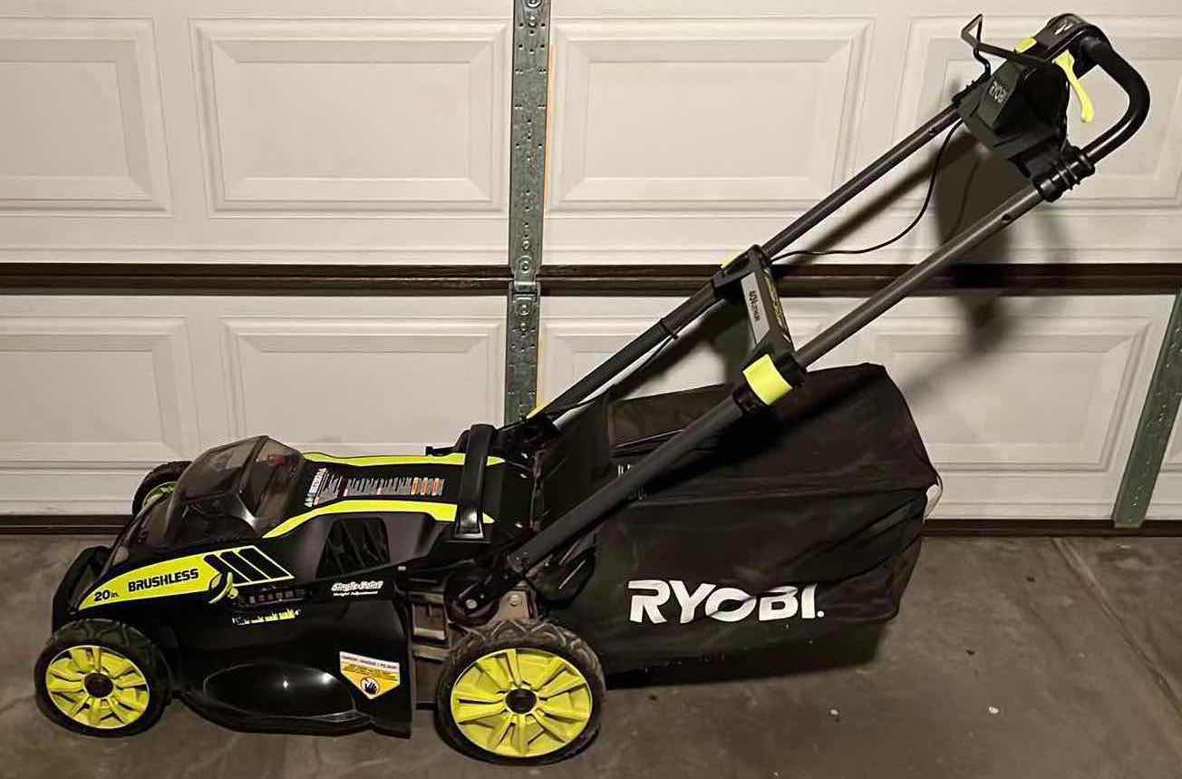 Photo 1 of RYOBI BRUSHLESS SELF PROPELLED ELECTRIC LAWNMOWER W 40V LITHIUM CHARGER MODEL RY40109
