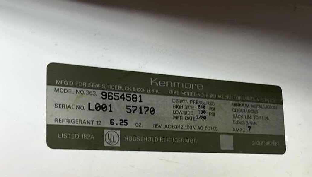 Photo 1 of KENMORE 23.6CUFT REFRIGERATOR MODEL 9654581  (READ NOTES)