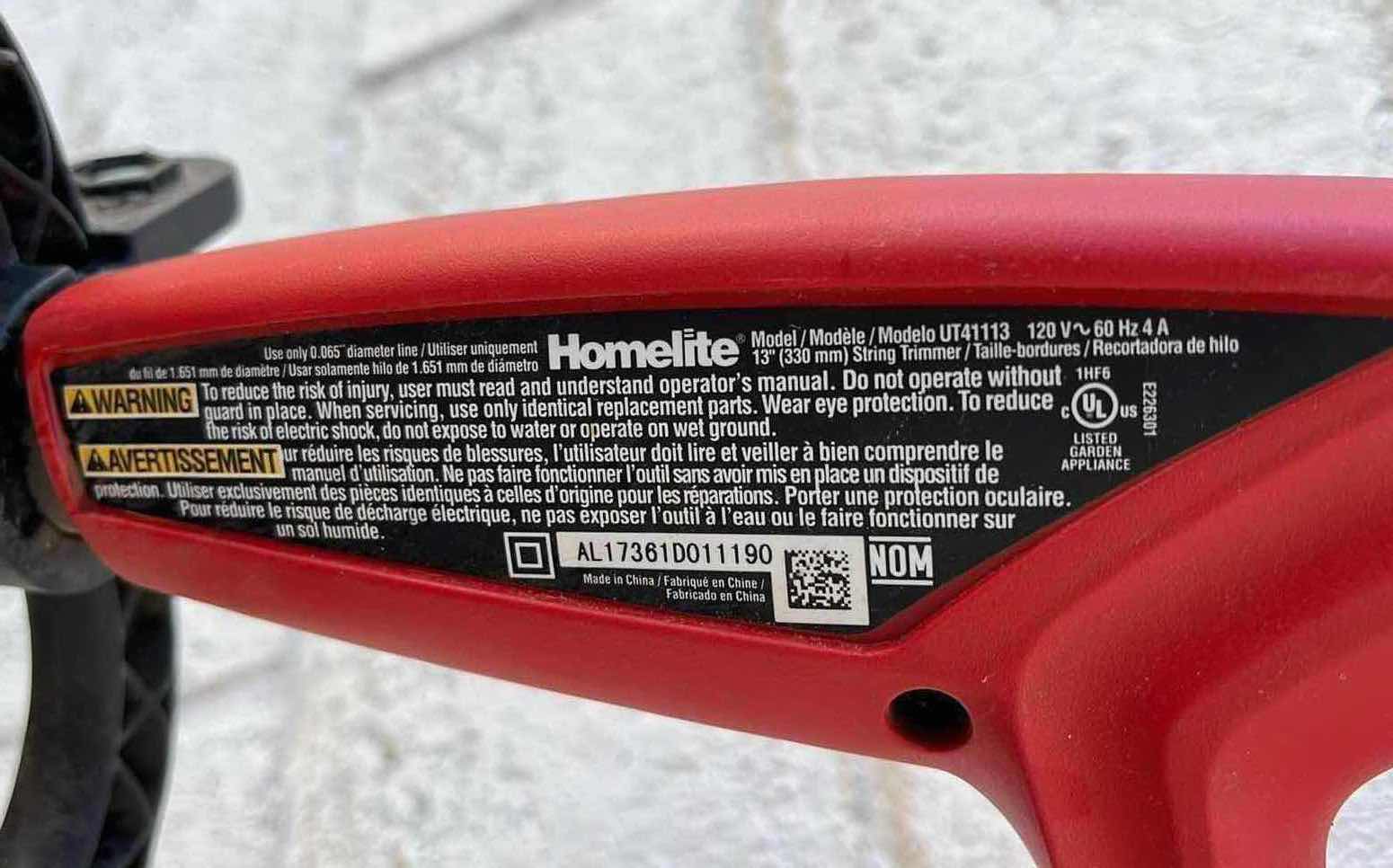 View 5 of HOMELITE 13IN ELECTRIC EDGE TRIMMER MODEL UT41113 W RHINO TUFF TRIMMER LINE