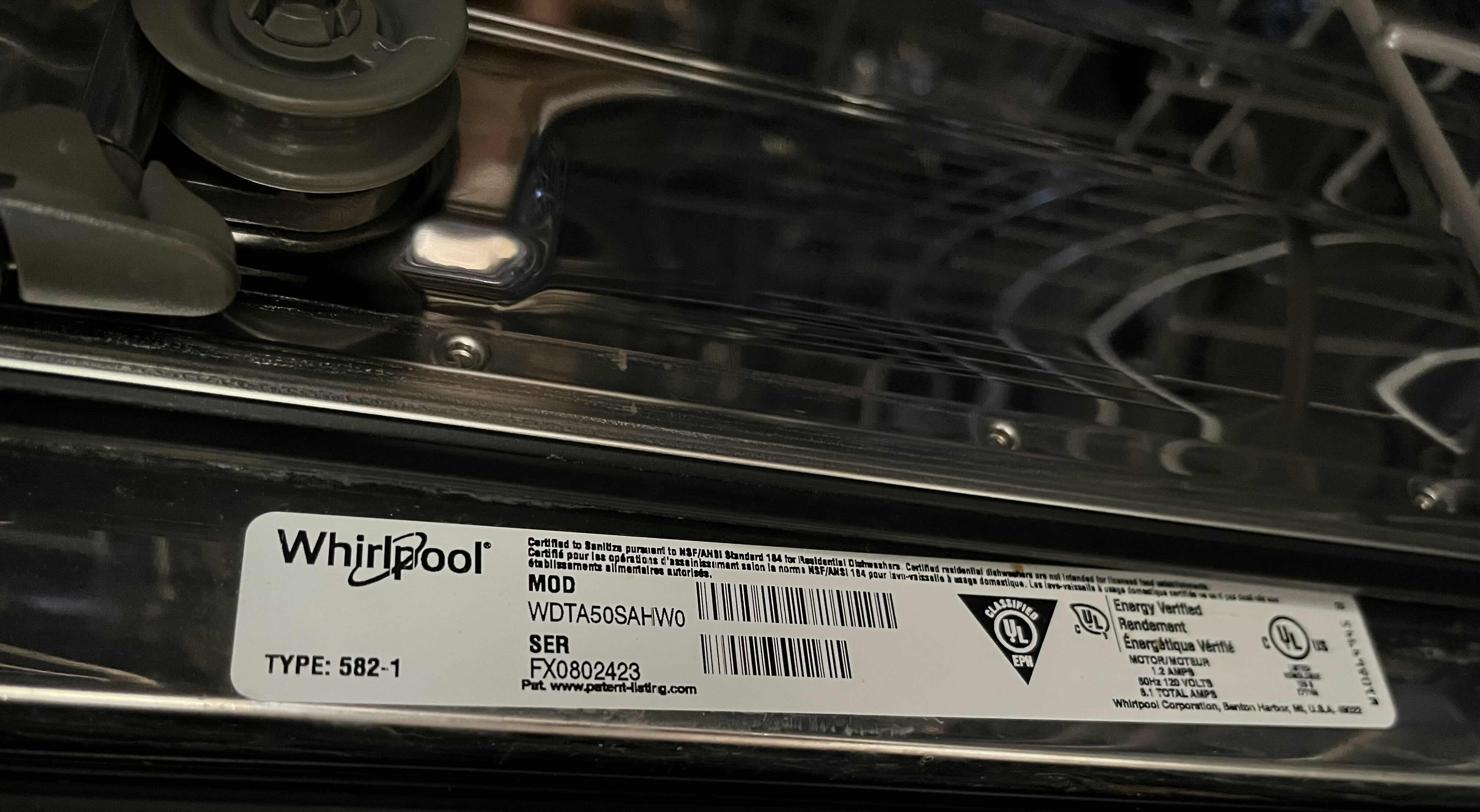 View 7 of WHIRLPOOL WHITE FINISH DISHWASHER MODEL WDTA50SAHWO TYPE 582-1 (READ NOTES)