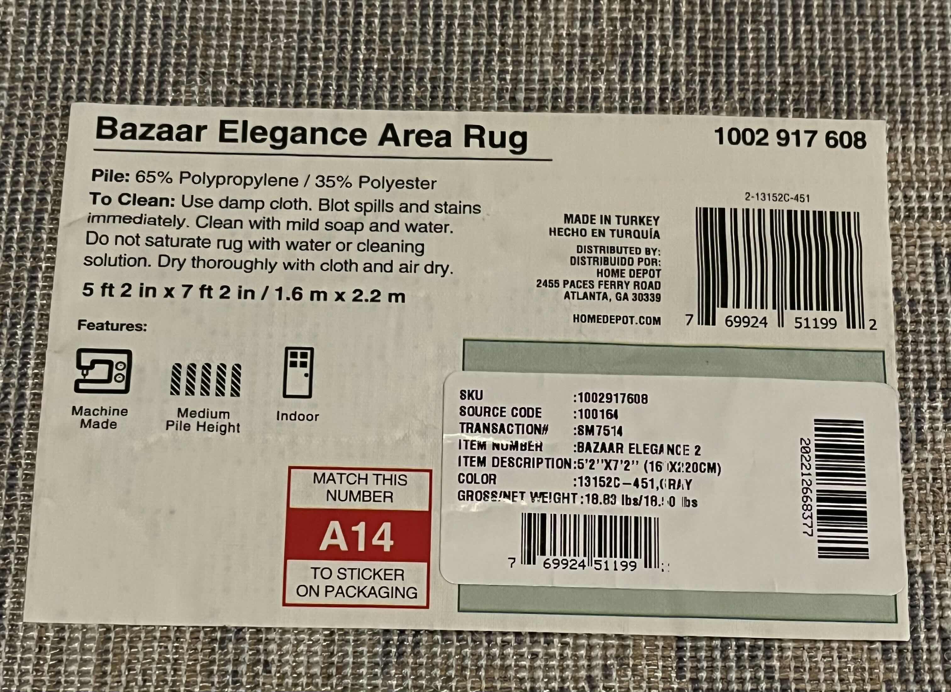 Photo 1 of HOME MATRIX BAZAAR ELEGANCE GREY AREA RUG 5.2’ X 7.2’