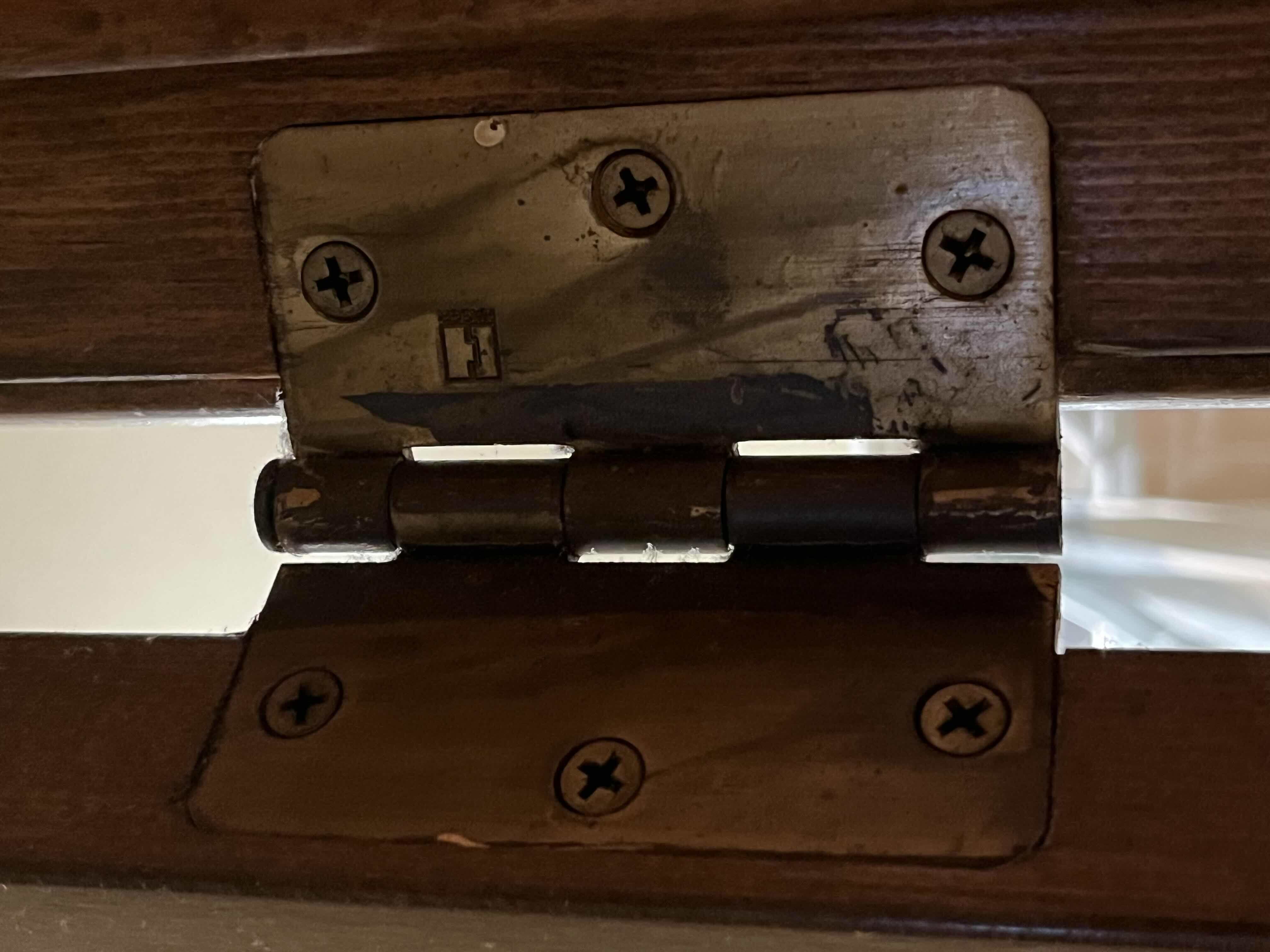 Photo 1 of VINTAGE DARK WALNUT WOOD FINISH DOOR W BRASS FINISH HARDWARE 29.70” X 1.80” H79” (READ NOTES)