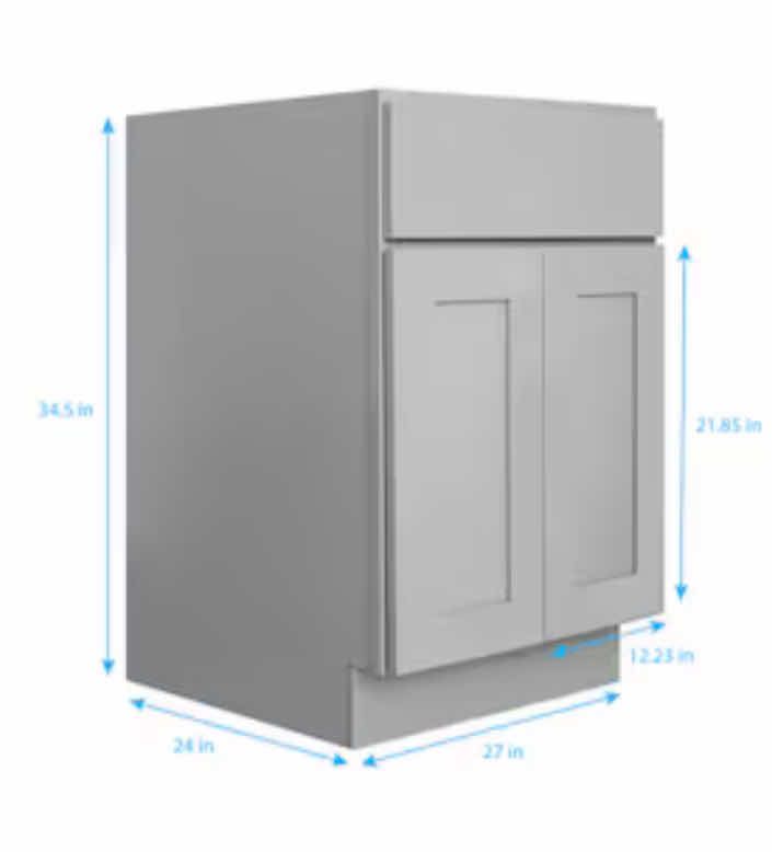 Photo 1 of ARISTOKRAFT CABINETRY BRELLIN STYLE STONE GRAY FINISH PURESTYLE LAMINATE 2 DOOR SINK BASE CABINET VSB2735B 27” X 27” H35” (READ NOTES)