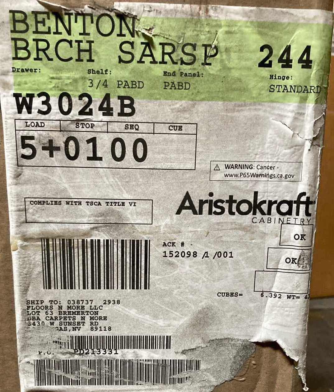 Photo 1 of ARISTOKRAFT CABINETRY BENTON STYLE BIRCH SARSAPARILLA FINISH PURESTYLE LAMINATE 2 DOOR WALL CABINET W3024B 30” X 12” H24” (READ NOTES)