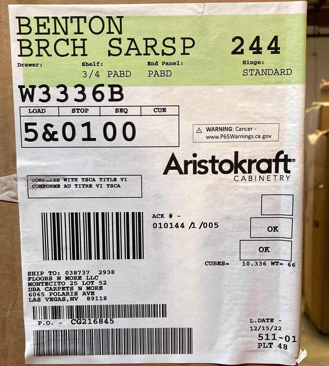 Photo 1 of ARISTOKRAFT CABINETRY BENTON STYLE BIRCH SARSAPARILLA FINISH PURESTYLE LAMINATE 2 DOOR WALL CABINET W3336B 33” X 12” H36” (READ NOTES)