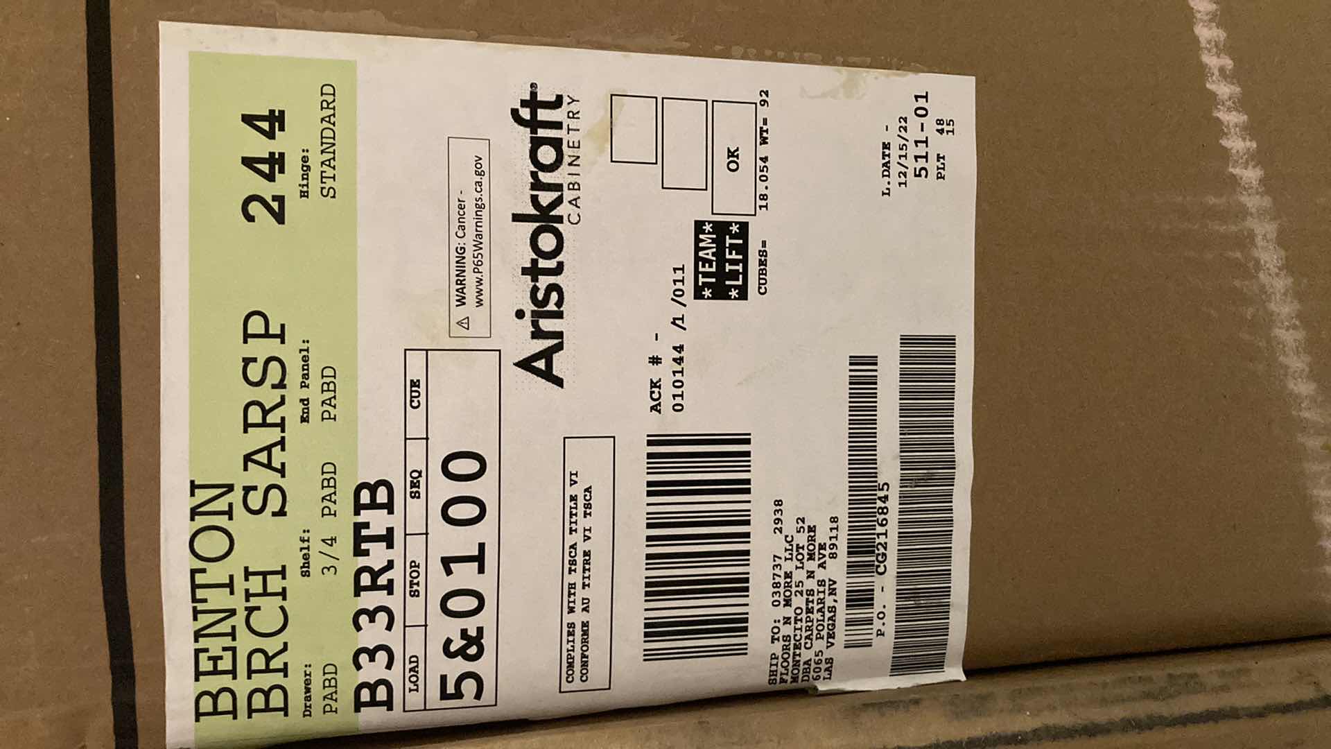 Photo 1 of ARISTOKRAFT CABINETRY BENTON STYLE BIRCH SARSAPARILLA FINISH PURESTYLE LAMINATE 2 DOOR 1 DRAWER BASE CABINET B33RTB 33” 23.75” H35” (READ NOTES)