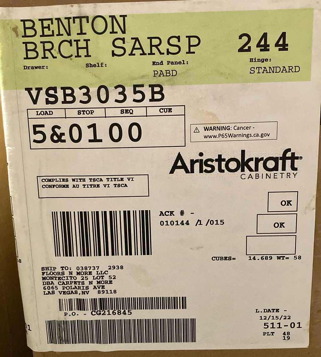 Photo 1 of ARISTOKRAFT CABINETRY BENTON STYLE BIRCH SARSAPARILLA FINISH PURESTYLE LAMINATE 2 DOOR VANITY BASE CABINET VSB3035B 30” X 21” H35” (READ NOTES)