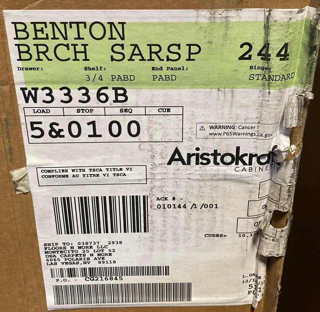 Photo 1 of ARISTOKRAFT CABINETRY BENTON STYLE BIRCH SARSAPARILLA FINISH PURESTYLE LAMINATE 2 DOOR WALL CABINET W3336B 33” X 12” H36” (READ NOTES)