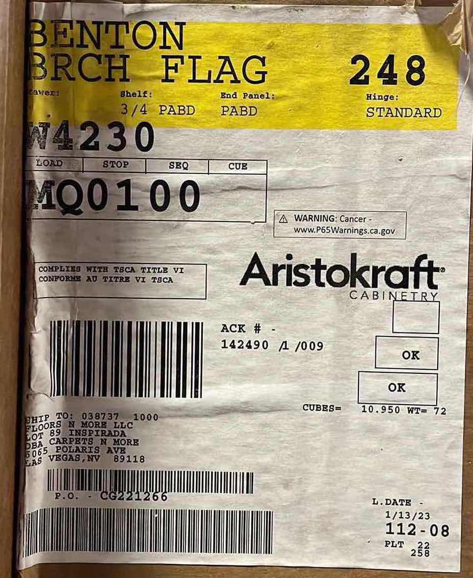 Photo 1 of ARISTOKRAFT CABINETRY BENTON STYLE FLAGSTONE FINISH PURESTYLE LAMINATE 2 DOOR WALL CABINET W4230 42” X 12.75” H30” (READ NOTES)