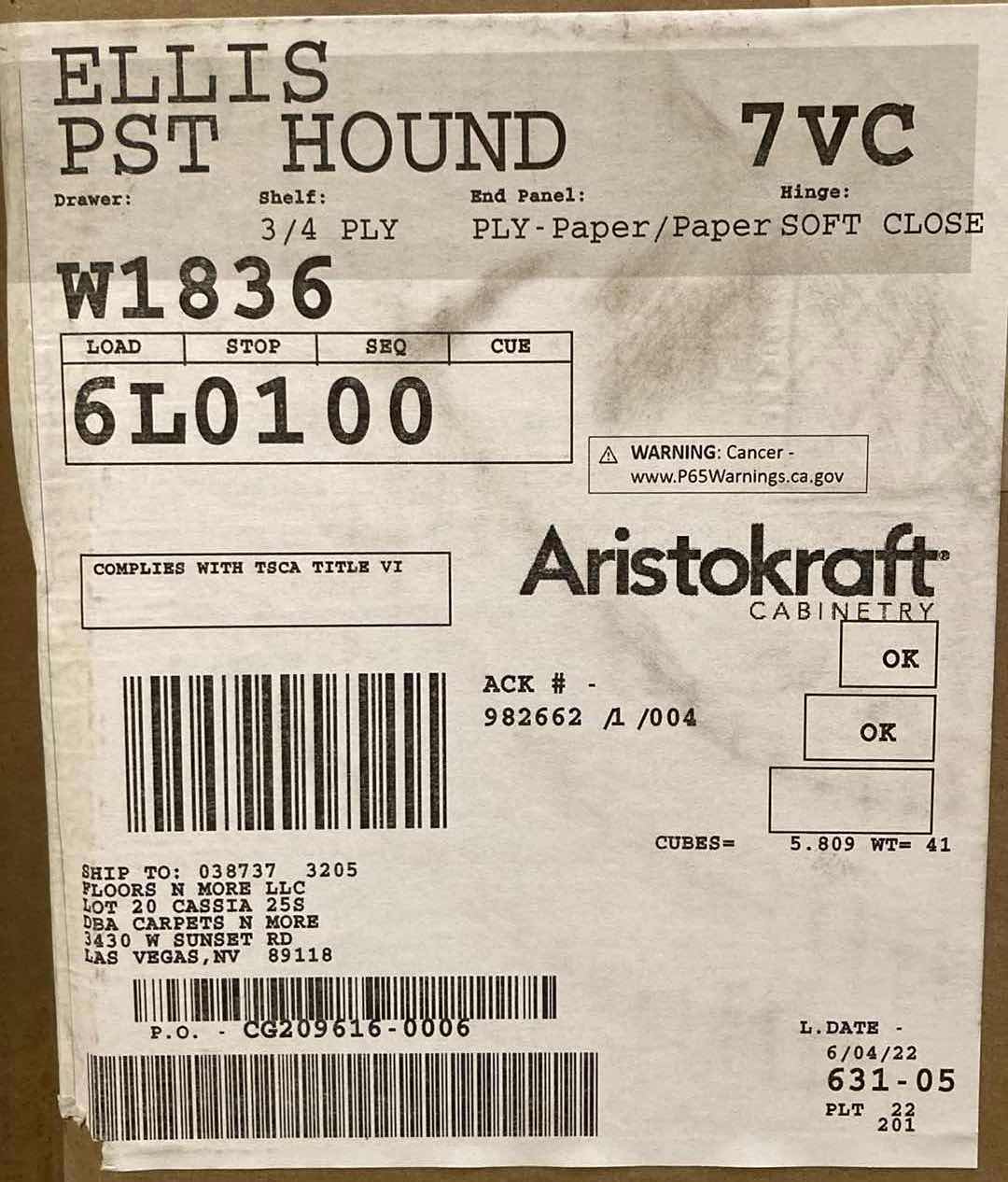 Photo 1 of ARISTOKRAFT CABINETRY ELLIS STYLE HOUND FINISH PURESTYLE LAMINATE 1 DOOR WALL CABINET W1836 18” X 12” H36” (READ NOTES)