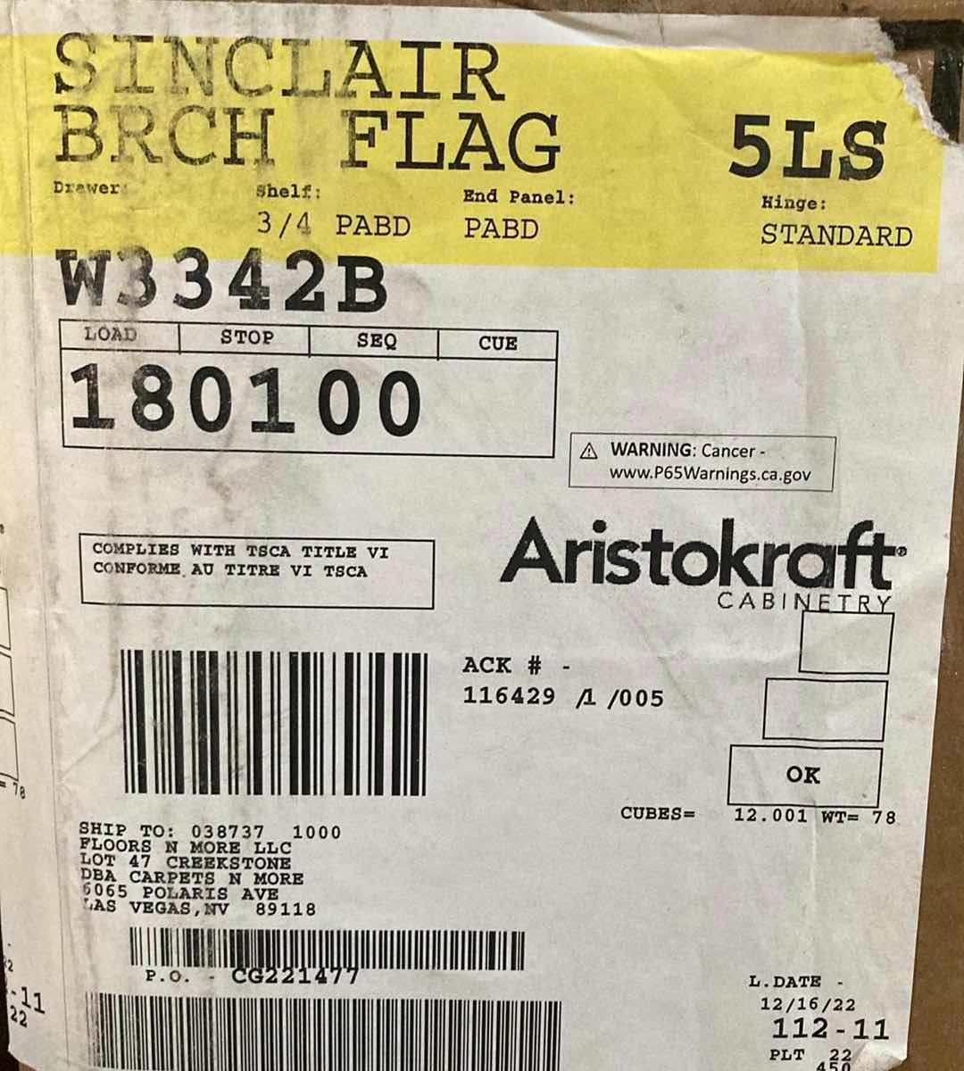 Photo 1 of ARISTOKRAFT CABINETRY SINCLAIR BIRCH STYLE FLAGSTONE FINISH PURESTYLE LAMINATE 2 DOOR WALL CABINET W3342B 33” X 12” H42” (READ NOTES)