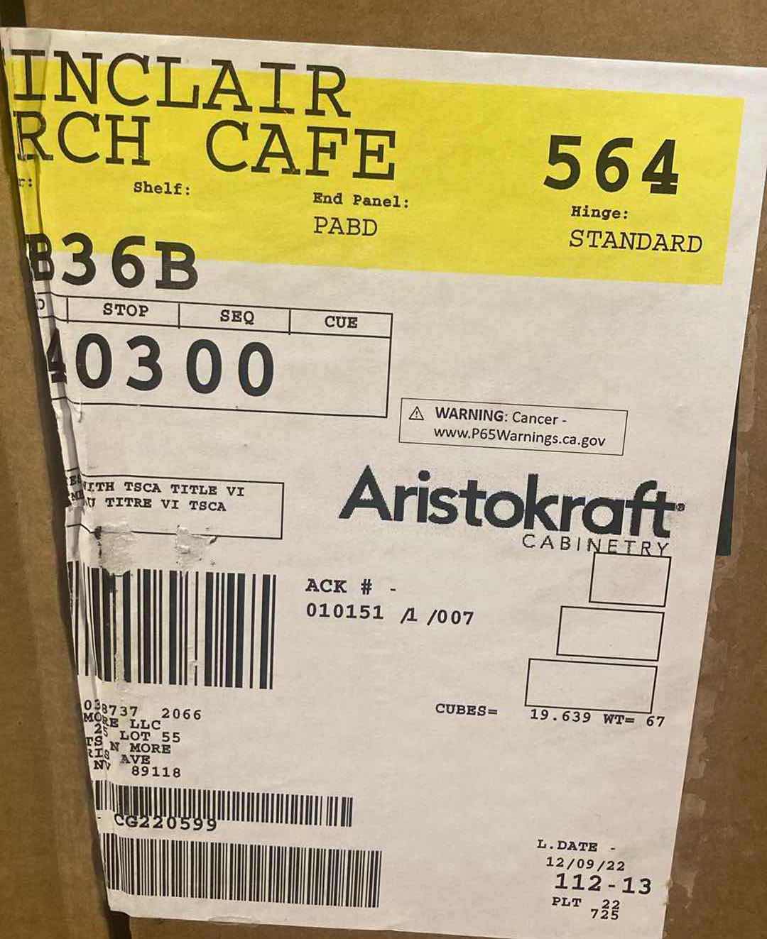 Photo 1 of ARISTOKRAFT CABINETRY SINCLAIR STYLE BIRCH CAFE FINISH PURESTYLE LAMINATE 2 DOOR 1 DRAWER BASE CABINET B36B 36” X 23.75” H35” (READ NOTES)