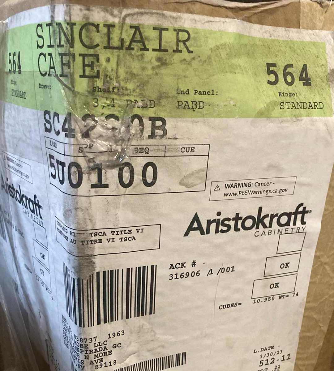 Photo 1 of ARISTOKRAFT CABINETRY SINCLAIR STYLE BIRCH CAFE FINISH PURESTYLE LAMINATE 2 DOOR SQUARE CORNER WALL CABINET SC4230B 42” X 12” H30” (READ NOTES)