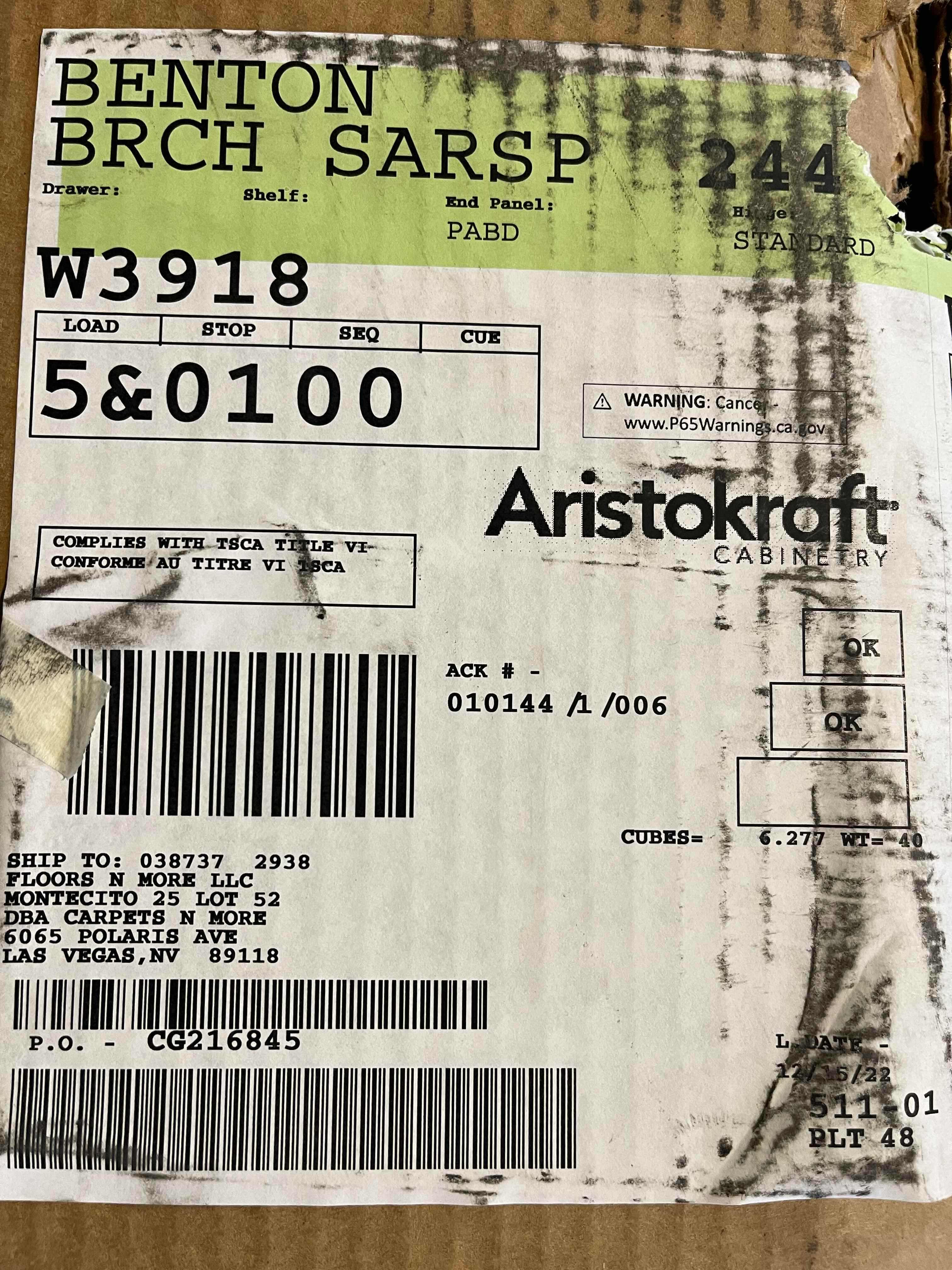 Photo 1 of ARISTOKRAFT CABINETRY BENTON STYLE BRCH SARSAPARILLA  FINISH PURESTYLE LAMINATE 2 DOOR WALL CABINET W3918 39” X 12.75” H18” (READ NOTES)