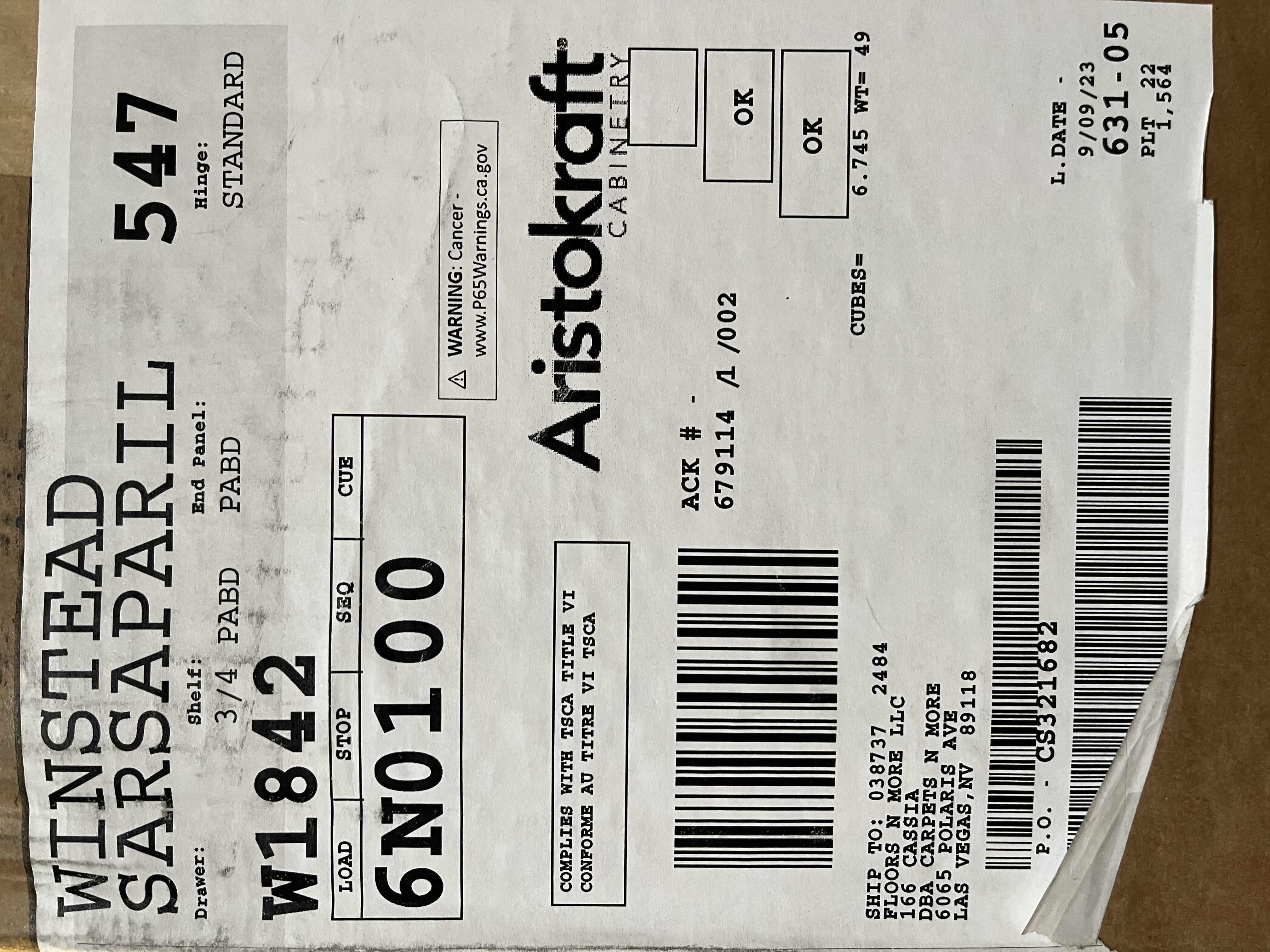 Photo 1 of ARISTOKRAFT CABINETRY WINSTEAD STYLE SARSAPARILLA FINISH PURESTYLE LAMINATE 1 DOOR WALL CABINET W1842 18” X 12.75” H42” (READ NOTES)