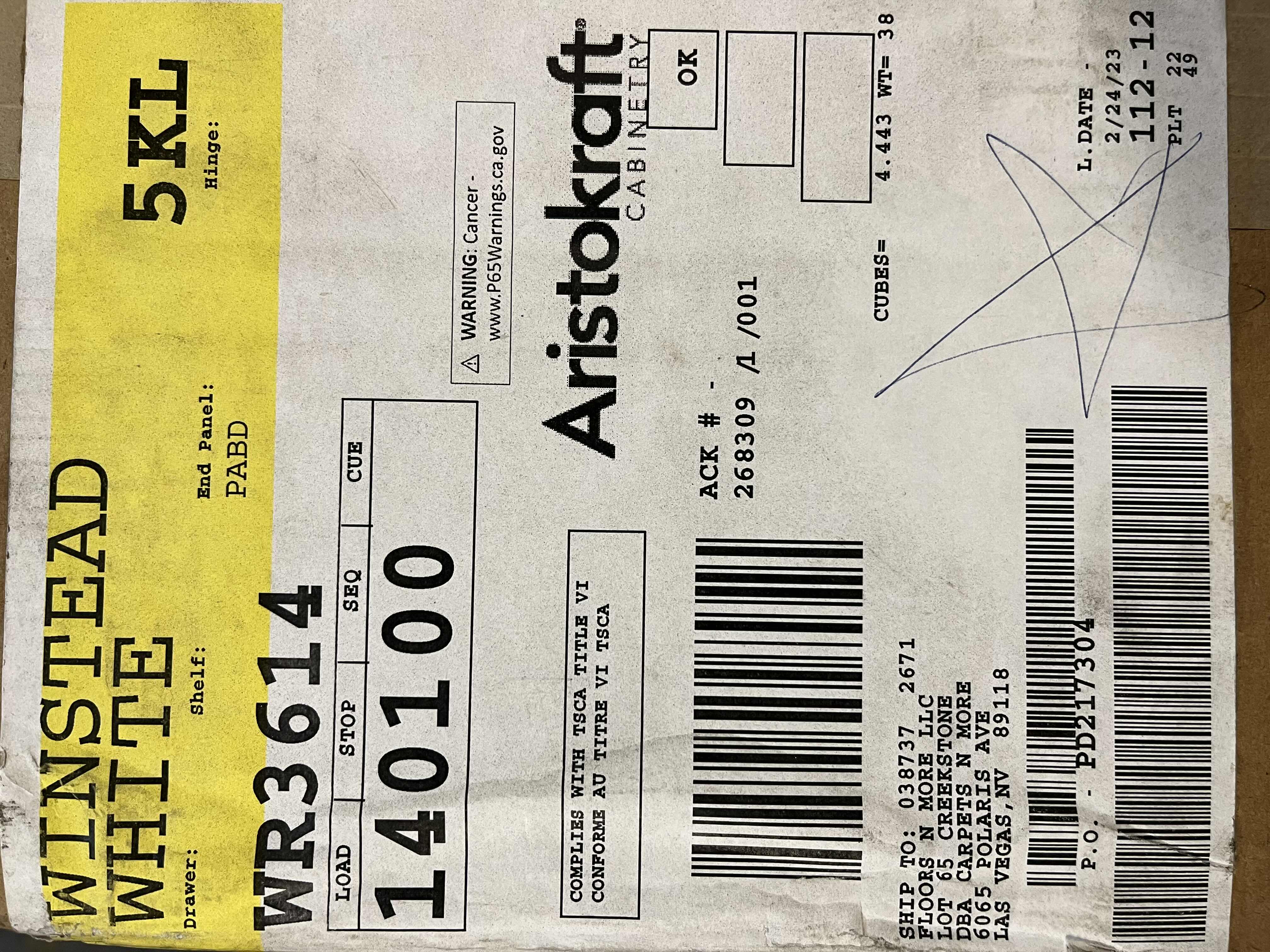 Photo 1 of ARISTOKRAFT CABINETRY WINSTEAD STYLE WHITE FINISH PURESTYLE LAMINATE WINE RACK CABINET WR3614 36” X 12.75” H14” (READ NOTES)