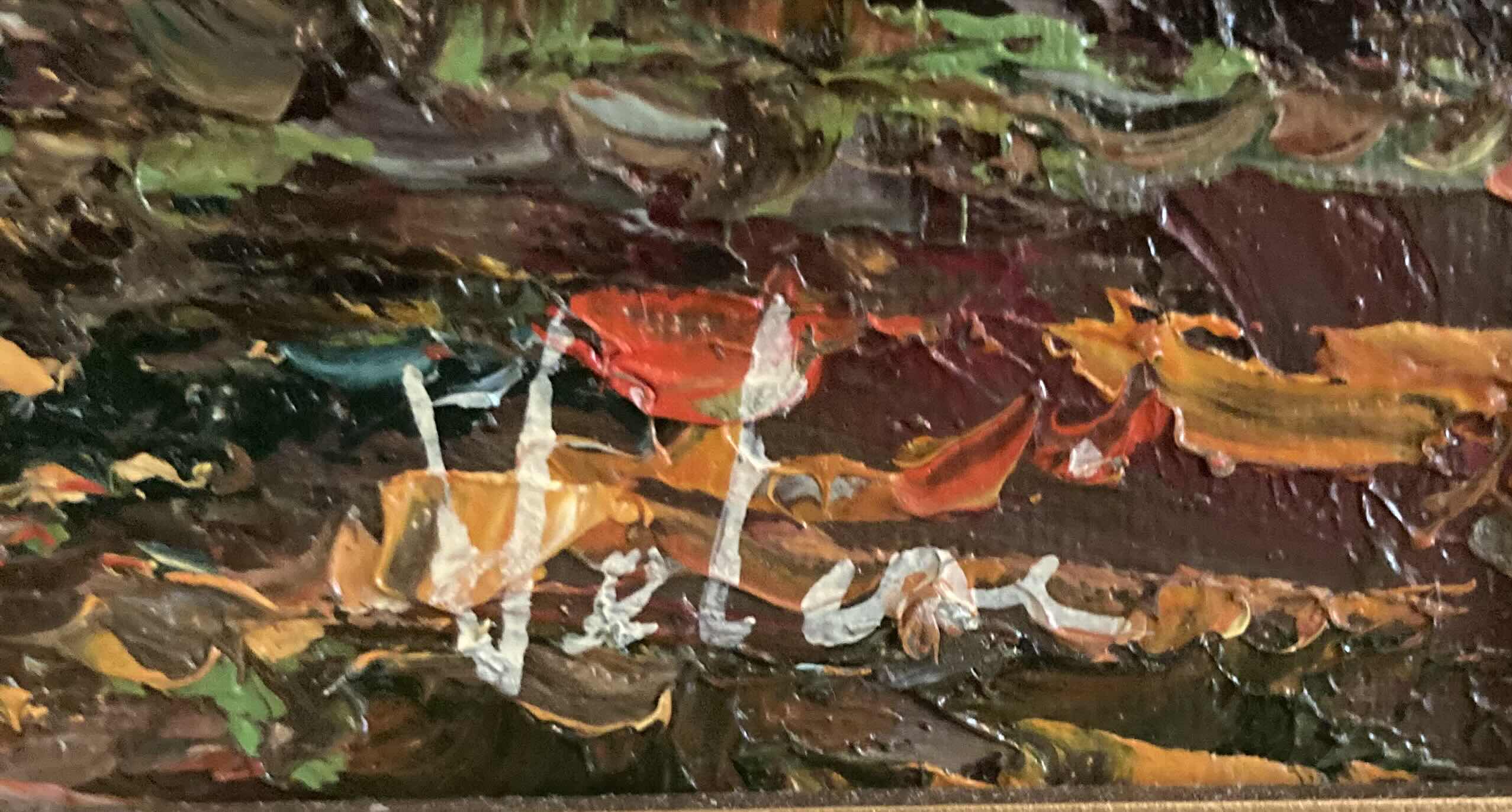 Photo 1 of FLORAL STREET SCENE OIL PAINTING SIGNED BY VELOSI FRAMED WALL ART 20.5” X 24.5”