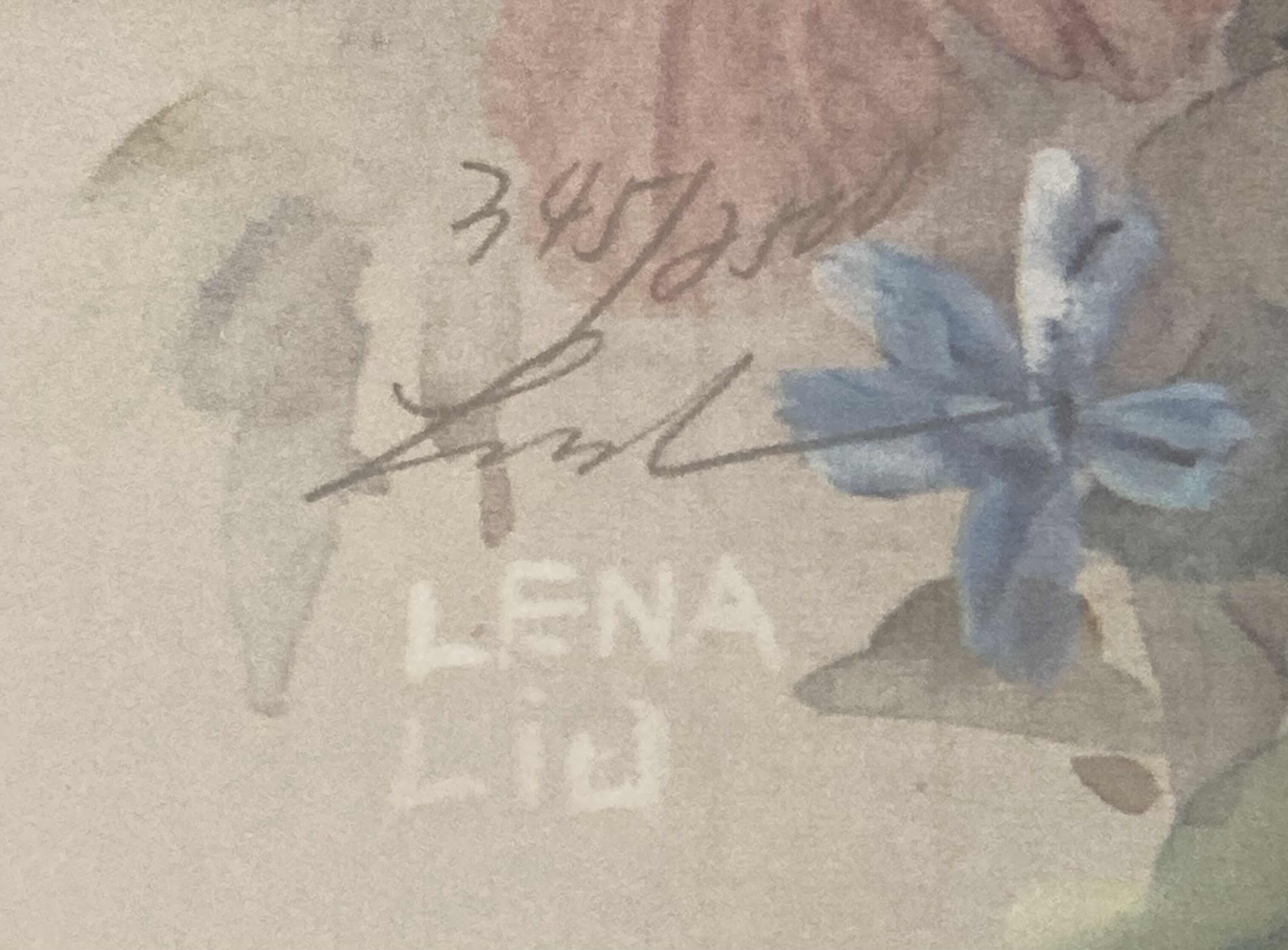 Photo 1 of “PETUNIAS & IVY” PAINTING REPRINT 345/2500 SIGNED BY LENA LIU FRAMED WALL ART 12” X 16”
