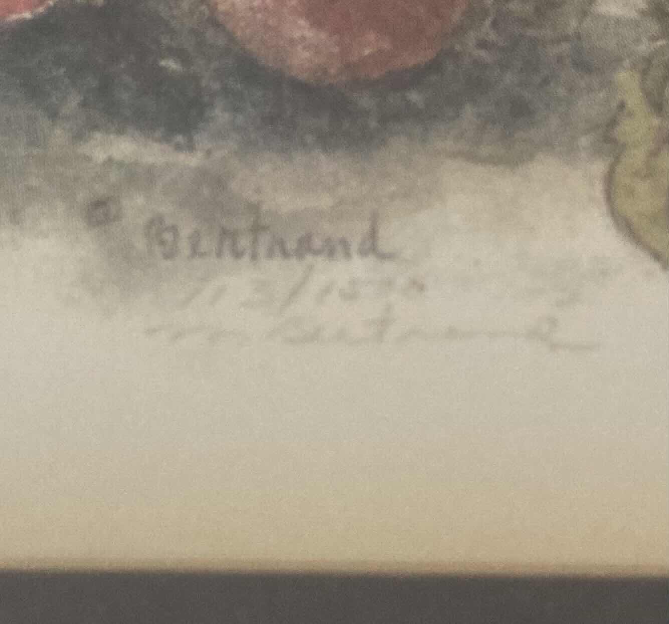 Photo 1 of FLORAL STRAWBERRIES PAINTING REPRINT 113/1500 SIGNED BY MARY BERTRAND FRAMED WALL ART 10.6” X 8.6”