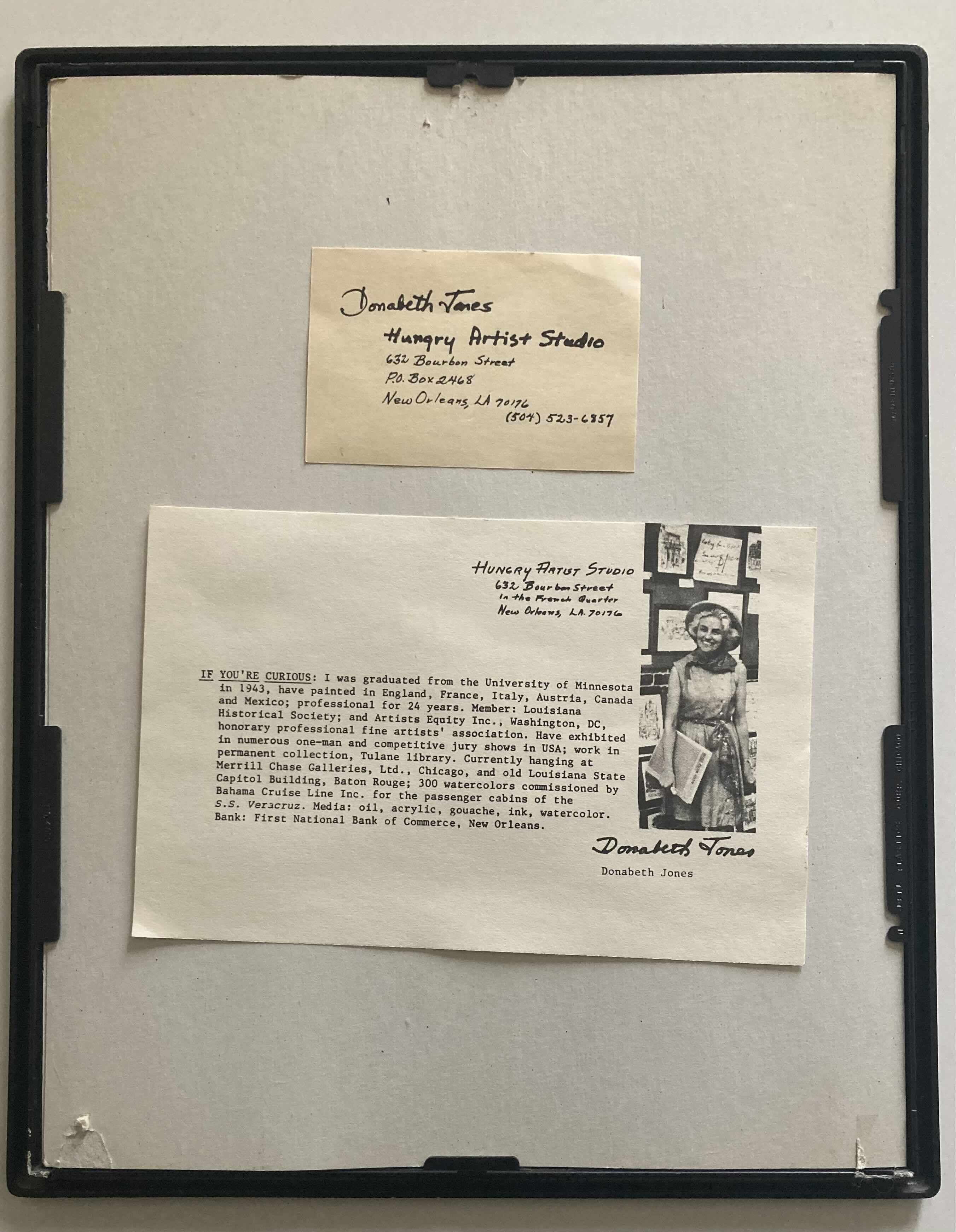 Photo 5 of “THE OLIVER HOUSE PATIO” ORIGINAL WATERCOLOR SKETCH PAINTING SIGNED BY DONABETH JONES FRAMED WALL ART 12” X 15”