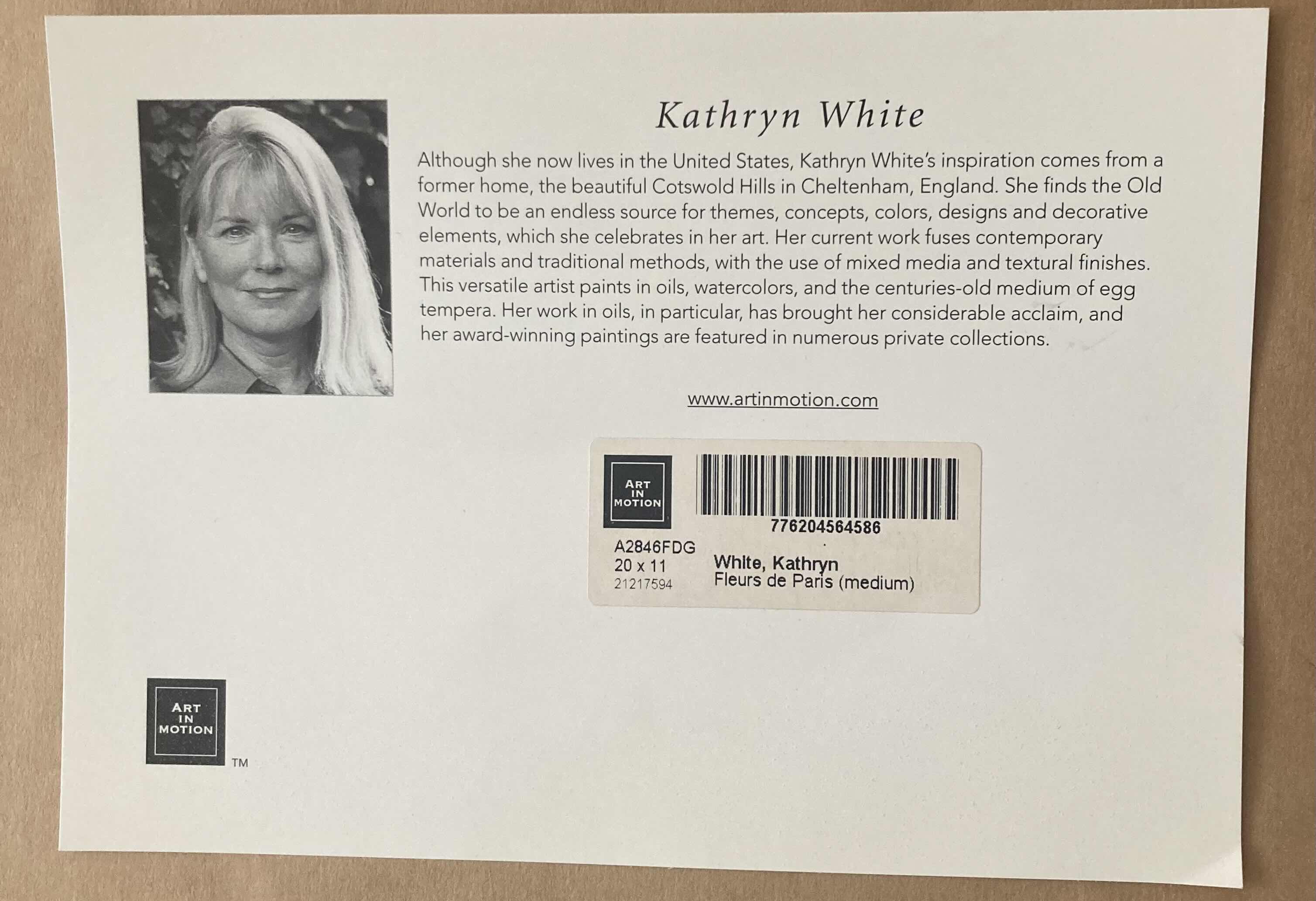 Photo 1 of “FLEURS DE PARIS” LIMITED EDITION PRINT SIGNED BY KATHRYN WHITE FRAMED WALL ART 20” X 11”