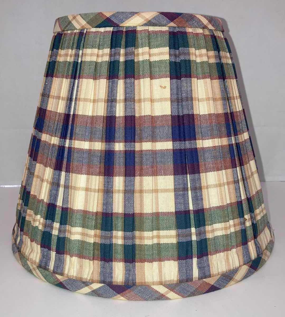 View 4 of LONGABERGER BLUE & PLAID FABRIC LAMP SHADES 9.5” X 9.5” H7.5”