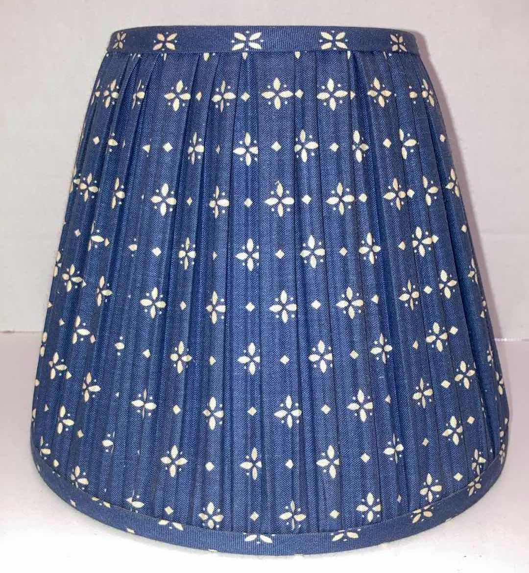 View 3 of LONGABERGER BLUE & PLAID FABRIC LAMP SHADES 9.5” X 9.5” H7.5”