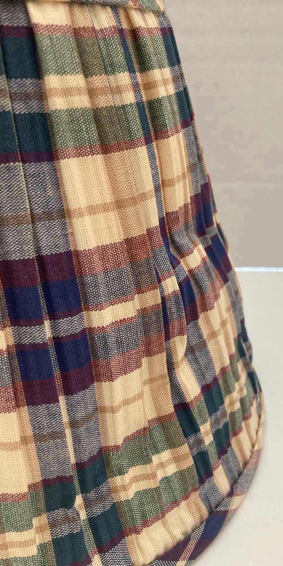 View 7 of LONGABERGER BLUE & PLAID FABRIC LAMP SHADES 9.5” X 9.5” H7.5”