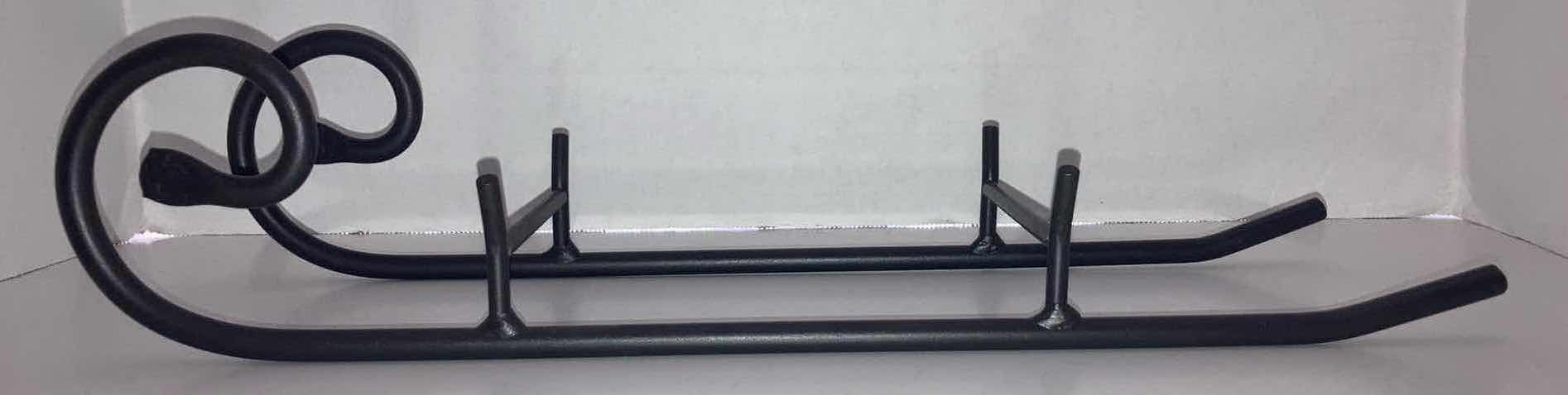 Photo 1 of LONGABERGER FOUNDRY BLACK WROUGHT IRON SLEIGH RUNNER BASKET HOLDER 16.5” X 5” H3.75”