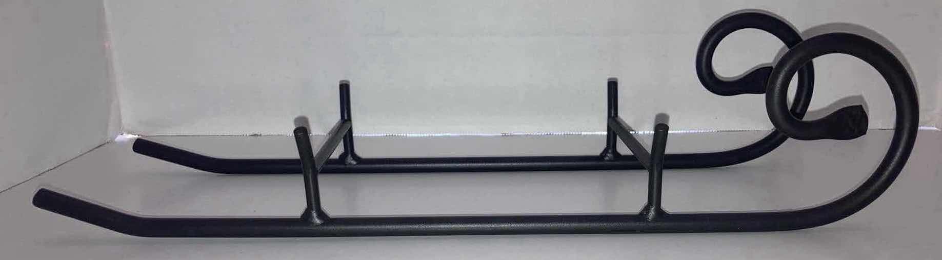 Photo 1 of LONGABERGER FOUNDRY BLACK WROUGHT IRON SLEIGH RUNNER BASKET HOLDER 16.5” X 5” H3.75”