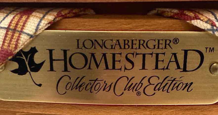 Photo 1 of LONGABERGER 1999 HOMESTEAD COLLECTORS CLUB APPLE MAPLE WOOD BASKET W AUTUMN PLAID FABRIC & BAKSET PROTECTOR 10” X 10” H7”