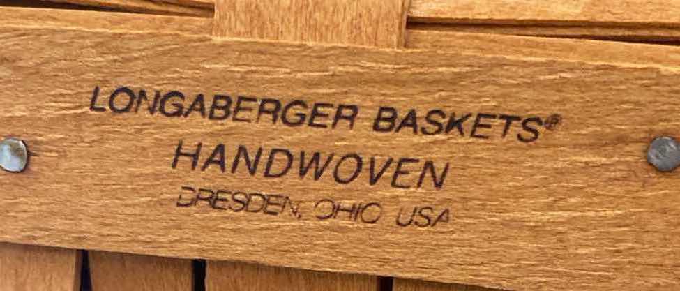 Photo 1 of LONGABERGER 2001 MOTHERS DAY MAPLE WOOD BASKET W BLOSSOM FABRIC LINER & BASKET PROTECTOR 8” X 5.75” H8”