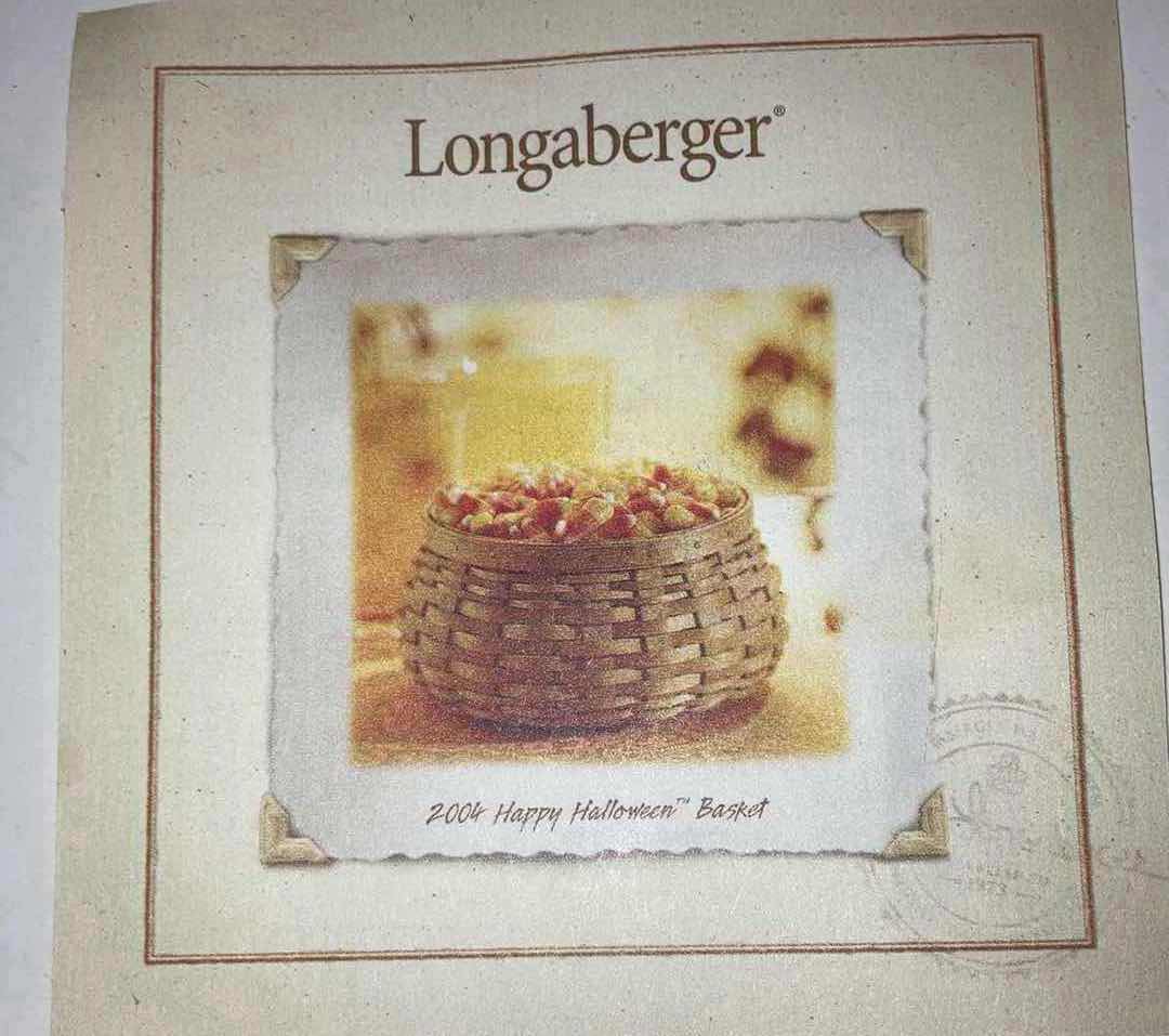 Photo 1 of LONGABERGER 2004 OATMEAL HOSTESS HALLOWEEN MAPLE WOOD BASKET W LID & BASKET PROTECTOR 6” X 6” H5”