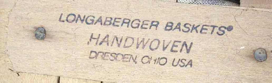 Photo 1 of LONGABERGER 2000 WHITEWASHED JELLY BEAN MAPLE WOOD BASKET W JELLY BEAN FABRIC LINER & BASKET PROTECTOR 5.5” X 5.5” H3.5”