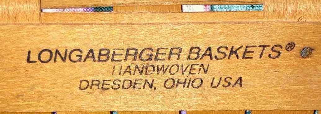 Photo 1 of LONGABERGER 1997 MAY SERIES PETUNIA MAPLE WOOD BASKET W PETUNIA FABRIC LINER & BASKET PROTECTOR 9.5” X 9.5” H5.5”