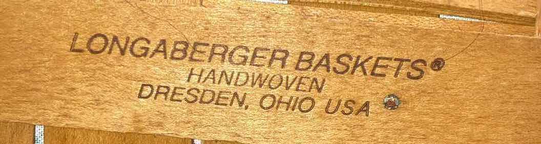 Photo 1 of LONGABERGER 1996 BREAD MAPLE WOOD BASKET W PETUNIA FABRIC LINER 17” X 8” H4.5”