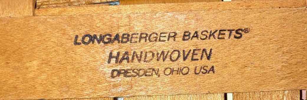 Photo 1 of LONGABERGER 1998 BAKER’S BOUNTY MAPLE WOOD BASKET W FRUIT FABRIC LINER & BASKET PROTECTOR 10” X 6.25” H3.75”