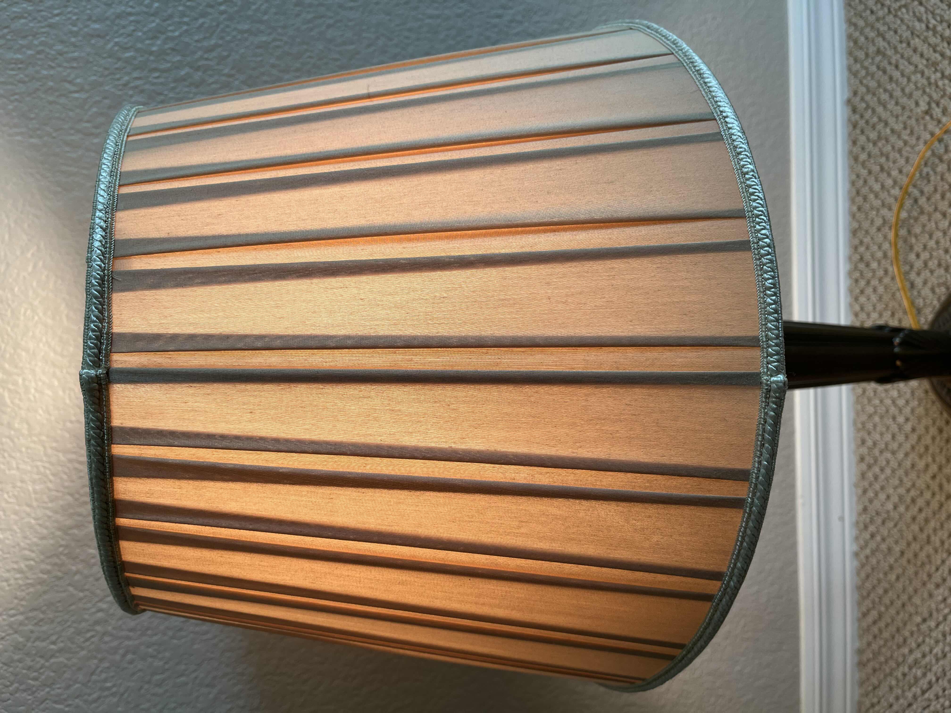 Photo 1 of BRONZE BASE W RUFFLED CREAM SHADE TABLE LAMP 16” X 30”